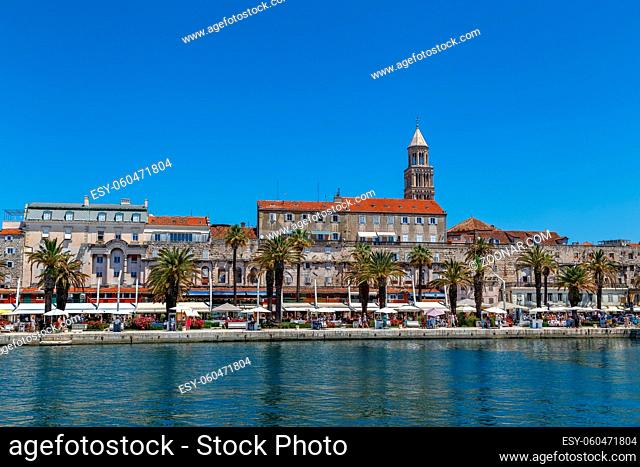 Historical embankment of the Adriatic Sea in Split, Croatia