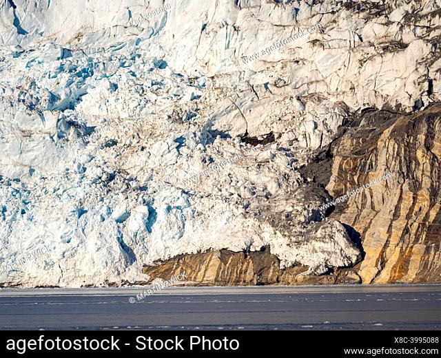 Melting Karale glacier in the Sermiligaaq Fjord. Ammassalik region in the north east of Greenland. North America , Greenland, Ammassalik, danish territory