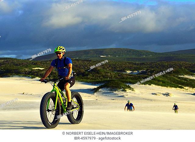 Fatbiker in the dunes near De Kelders, Gansbaai, Western Cape, South Africa