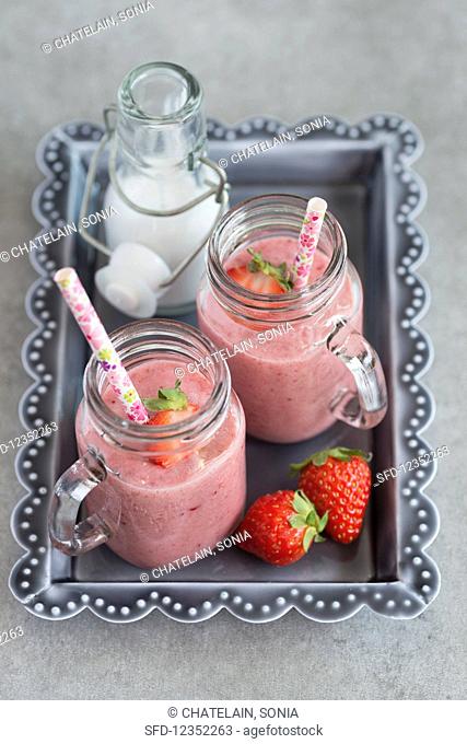 Strawberry and coconut smoothies