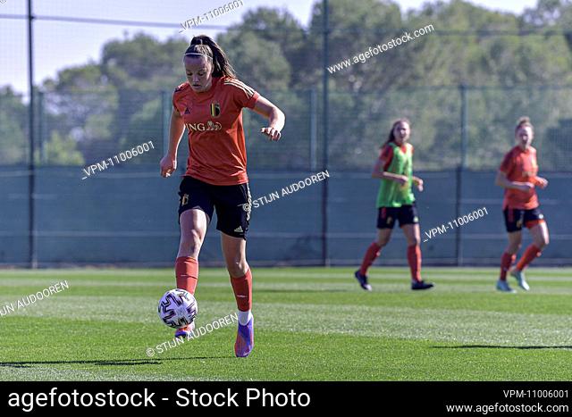 Belgium's Tine De Caigny pictured during a winter training camp of Belgium's national women's soccer team the Red Flames