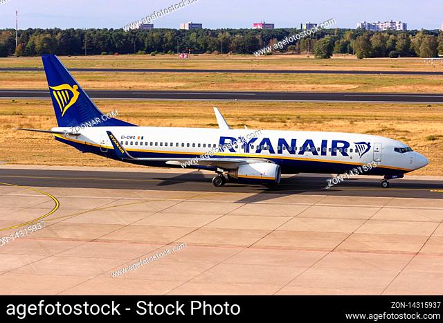 Berlin, Germany ? September 11, 2018: Ryanair Boeing 737 airplane at Berlin Tegel airport (TXL) in Germany