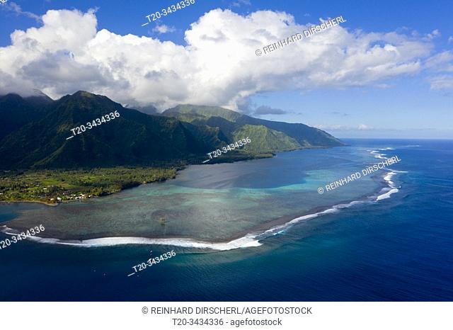 Aerial View of Teahupoo, Tahiti, French Polynesia