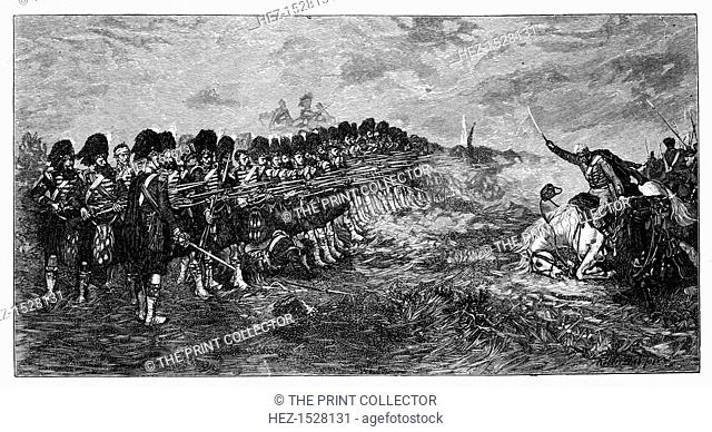 Balaclava, The Thin Red Line, 1881, (1888). Engraving after a painting made in 1881 depicting a scene from the Crimean War - the 93rd Highland Regiment at the...