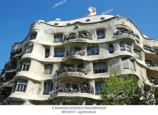 Hausfassade, Casa Mila, Architekt Antoni Gaudi, Passeig de Gracia, Barcelona, Katalonien, Spanien |