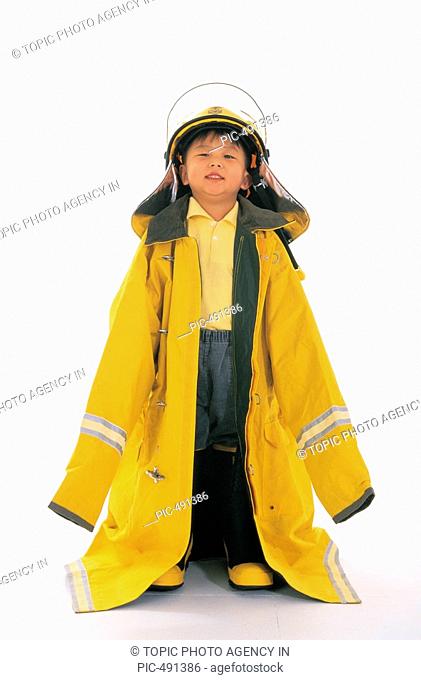 Korean Boy Costumeds as Firefighter