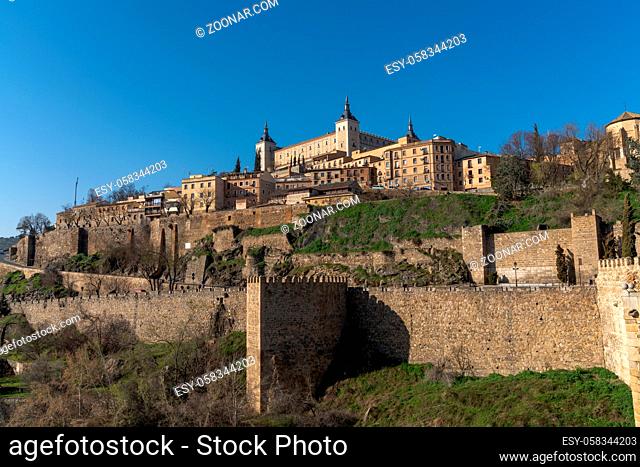 A view of the historic Spanish city of Toledo on the Tagus River