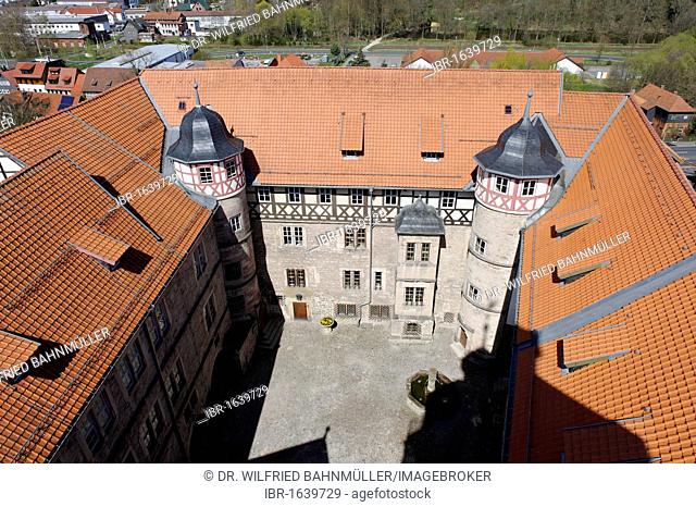 Inner court, Schloss Bertholdsburg castle, Schleusingen, Thuringia, Germany, Europe