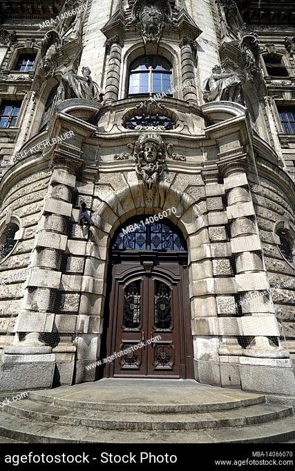 germany, bavaria, munich, city center, palace of justice on karlsplatz, regional court munich i, entrance portal