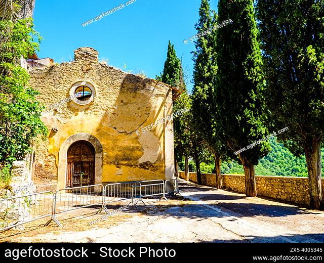 Abandoned church in the medieval town of Rocca Sinibalda - Rieti, Italy