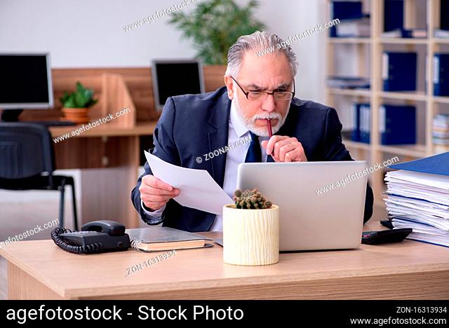 Old employee working in the office
