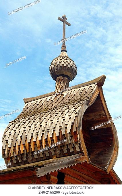 Kazan church of the Ylym jail, 1679. ""Taltsa's"" (Talzy) - Irkutsk architectural and ethnographic museum. Baikal, Siberia, Russia
