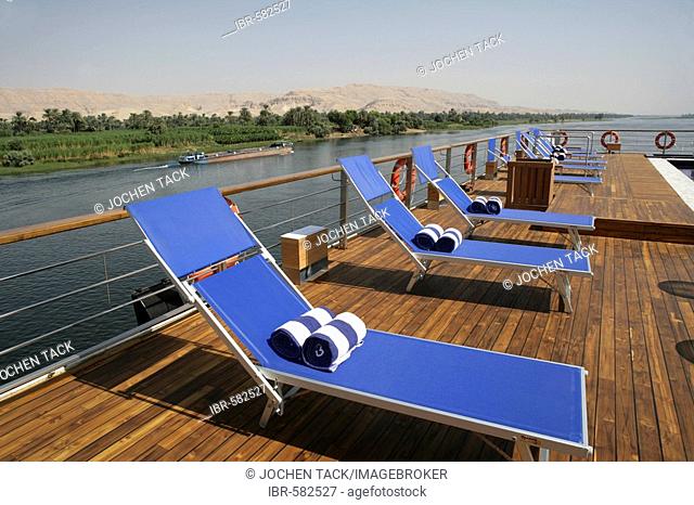 Deck chairs on a boat, Egypt, Africa