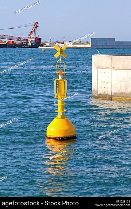 Yellow Navigational Buoy Special Mark in Venetian Lagoon