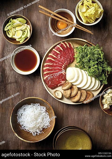 Sukiyaki - Japanese stew ingredients