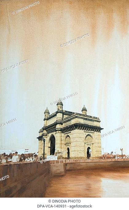 Gateway of India painting by Safdar Shamee & Pradeep Chandra , India