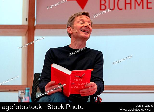 FRANKFURT AM MAIN, Germany - October 20 2019: Michael Kessler (German actor and comedian) talking on stage at 71st Frankfurt Book Fair / Buchmesse Frankfurt