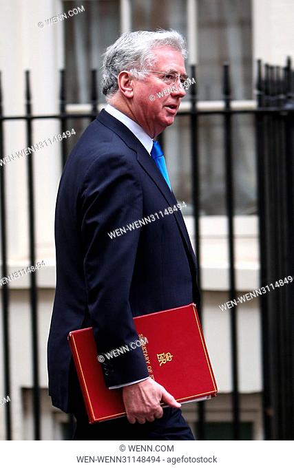 Ministers attend the weekly Cabinet meeting at Downing Street priot to today's budget Featuring: Sir Michael Fallon Where: London