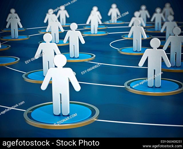 Human network concept with circles connecting people