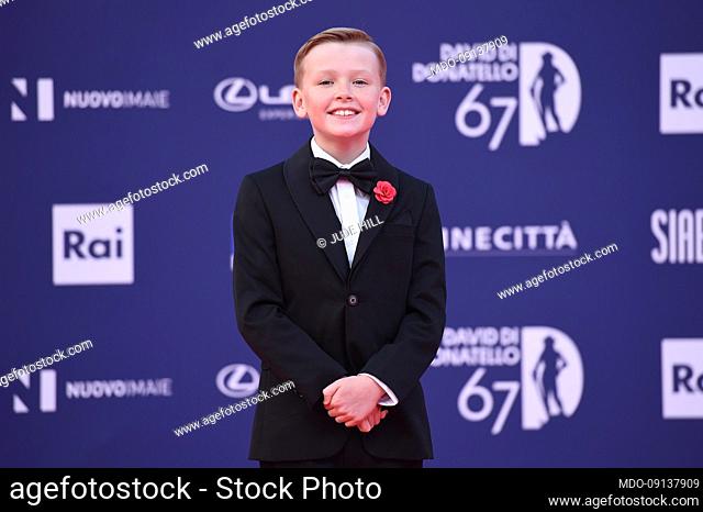 The very young British actor Jude Hill on the red carpet of the 67th David Di Donatello in the studios of Cinecittà. Roma (Italy), May 3rd, 2022