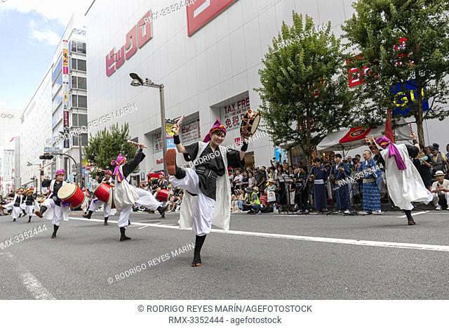 Eisa dancers perform during the Shinjuku Eisa Festival 2019 on July 27, 2019, Tokyo, Japan. This year 22 Eisa dance troupes performed on the streets near to...