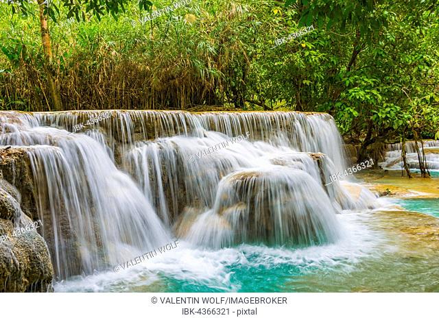 Small waterfalls, cascades, Tat Kuang Si waterfalls, Luang Prabang, Laos