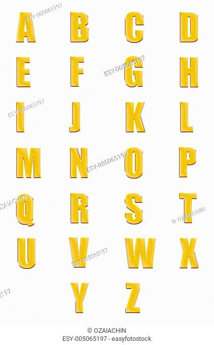 High resolution conceptual golden fonts set or collection isolated