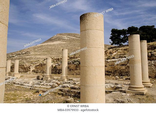 Herodion National Park, antique excavation of Herodion, pool complex, Palestine, West Jordan Land, west bank, Israel