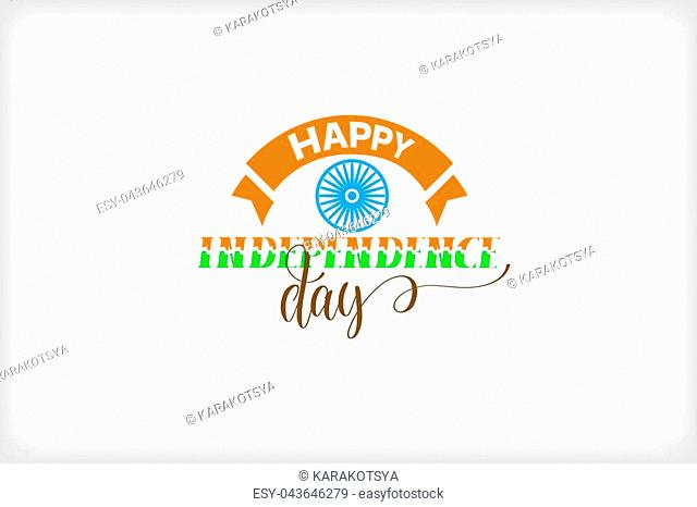 happy independence day of india logo design, holiday label vector illustration