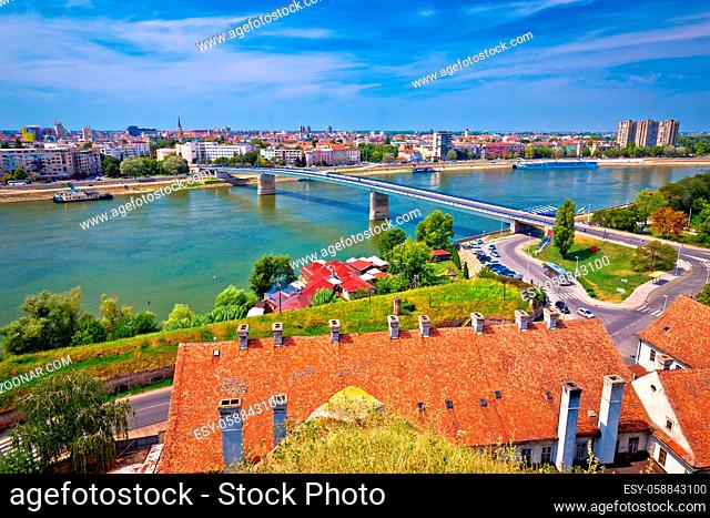 City Of Novi Sad and Danube river aerial view from Petrovaradin, Vojvodina region of Serbia