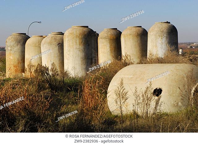 Large cisterns used for water supply or wine storage in farms, stables, gardens and wineries, Quintanar de la Orden, province of Toledo, Castilla La Mancha