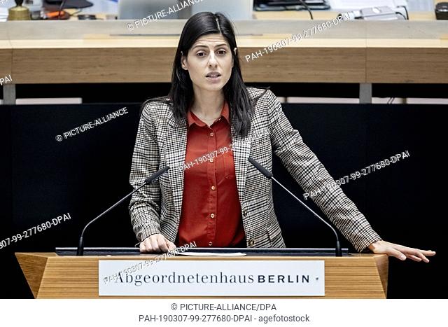 07 March 2019, Berlin: Derya Ça·lar (SPD), member of the Berlin House of Representatives, speaks at the 38th plenary session of the Berlin House of...