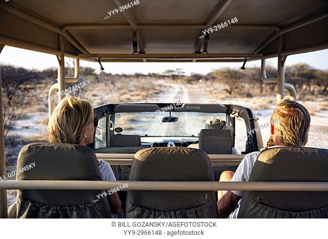 Couple on Game Drive in Onguma Game Reserve, Namibia, Africa