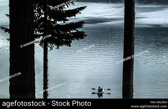 A kayak on the Lake of the Woods in Southern Oregon