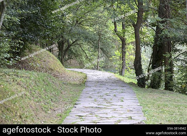 Footpath at Birthplace of Ebro River, Fontibre, Reinosa, Cantabria, Spain