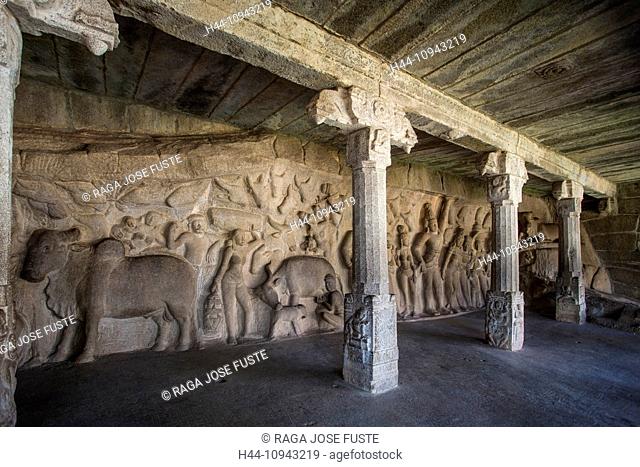 India, South India, Asia, Tamil Nadu, Mamallapuram, Mahabalipuram, Rock-cut, architecture, Ajuna's Penance, world heritage, Ajuna, art, Dravidian, elephant