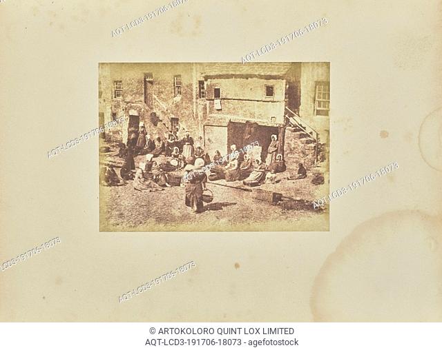 Fishergate, St Andrews, Women and Children Baiting the Lines, Hill & Adamson (Scottish, active 1843 - 1848), Edinburgh, Scotland, 1846