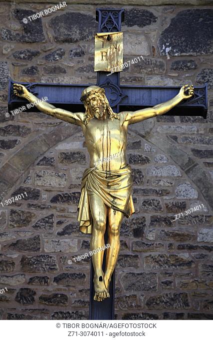 Czech Republic, Brno, St Peter and St Paul Cathedral, Jesus Christ, holy cross, statue,