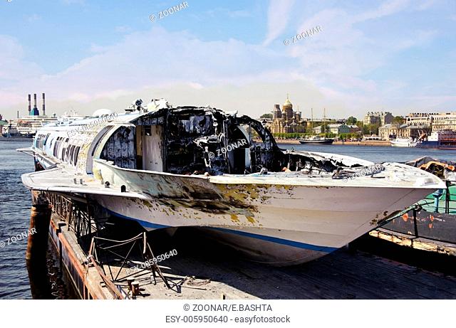 Burned boat