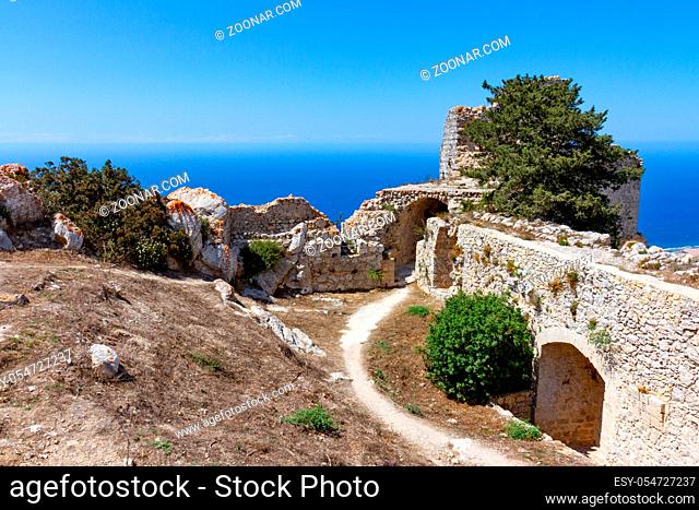 Kantara, Cyprus - June 29, 2018: Castle of Kantara, the easternmost castle of the three Pentadaktylos mountain range castles in the Ammochostos district in...