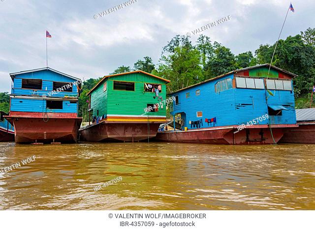 Houseboats on the Mekong, Luang Prabang Province, Louangphabang Province, Laos