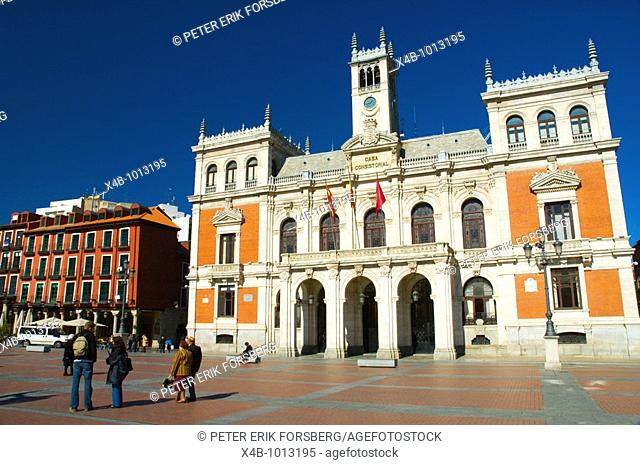 Casa Consitorial Town Hall at Plaza Mayor main square Valladolid Castile and Leon Spain Europe