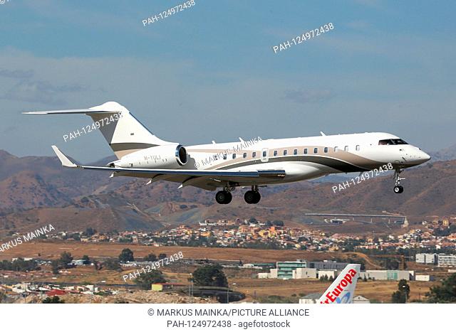 Malaga, Spain - 01. September 2015: Private Bombardier 700 airplane at Malaga airport (AGP) in Spain. | usage worldwide. - Malaga/Spain