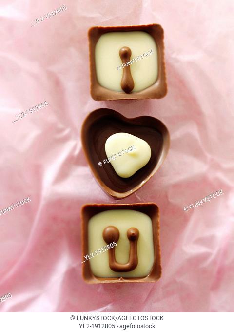 ' I love you ' chocolates stock photos for Valentines or any love message