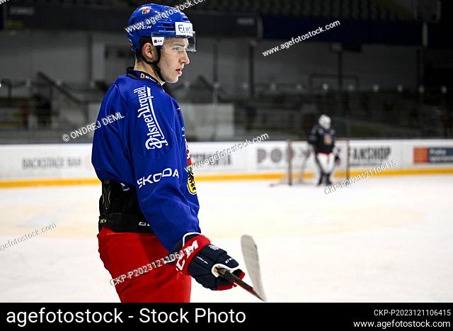 Mikulas Hovorka attends the training session of Czech national ice hockey team prior to the Swiss Ice Hockey Games, part of the Euro Hockey Tour, in Prague