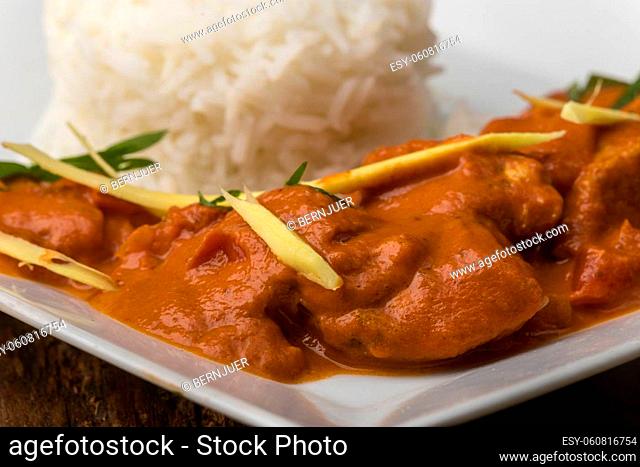 indian tikka masala curry with basmati