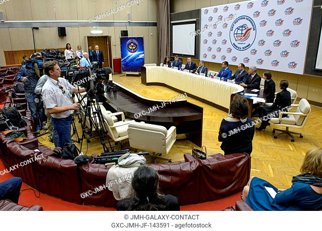 Expedition 49 prime and backup crews are seen during a crew press conference at the Gagarin Cosmonaut Training Center (GCTC), Friday, Sept