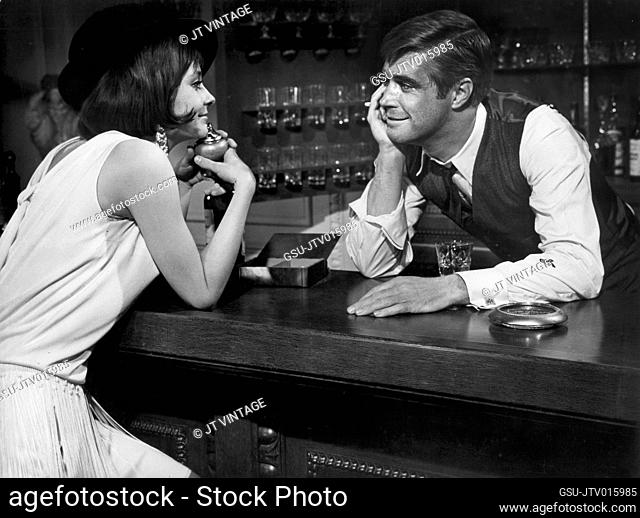 Elizabeth Ashley, George Peppard, on-set of the Film, The Carpetbaggers, Paramount Pictures, 1964