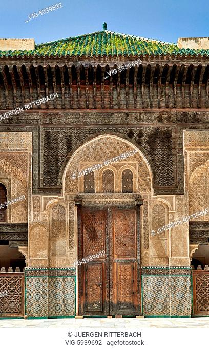 MOROCCO, FEZ, 23.05.2016, Bou Inania Madrasa, Medina of Fez, Morocco, Africa - Fez, Morocco, 23/05/2016