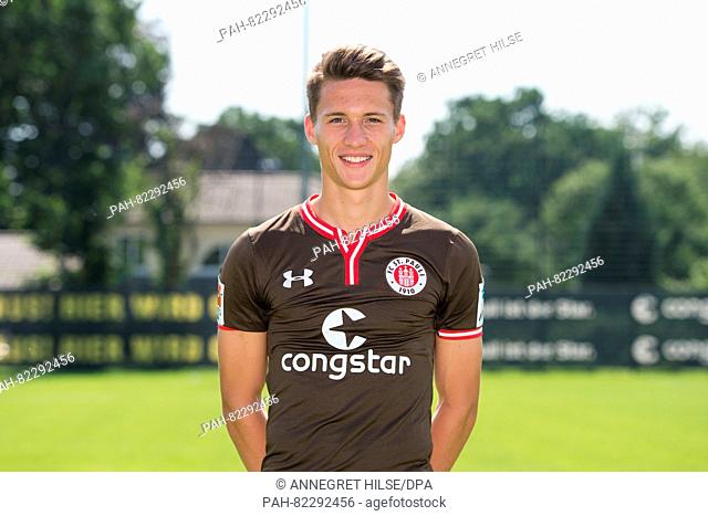 Maurice Litka of 2nd Bundesliga soccer club FC St. Pauli during a portrait session for the 2016/17 season in Hamburg, Germany, 24 July 2016